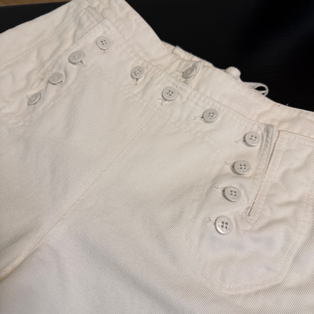 Lauren Ralph Lauren White Sailor Pants Wide Leg Button Front Lace Up Back Size 6 - Picture 2 of 8